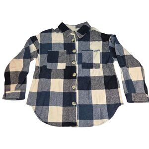 Shacket Chambray & White Plaid Long Shirt Flannel Type Womens Large New in Bag